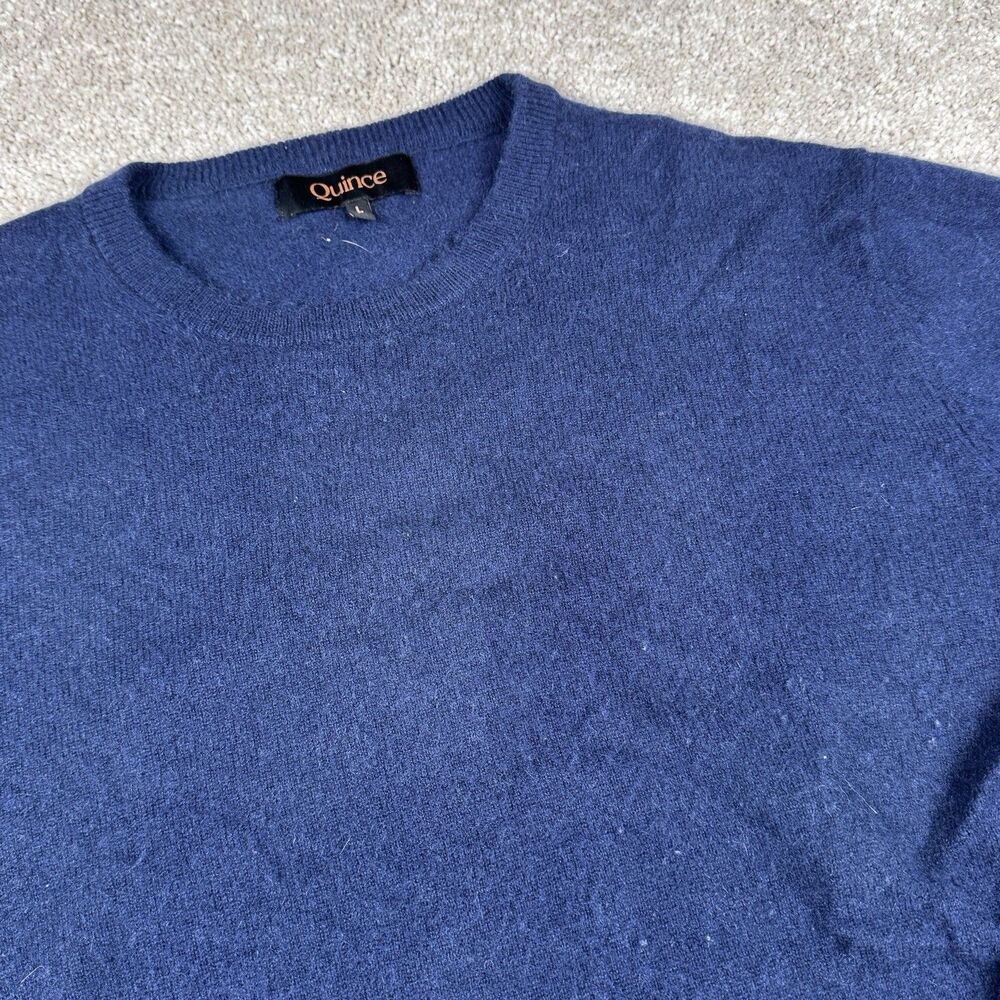 Quince 100% Cashmere Sweater Mongolian Women Crewneck Navy Long Sleeve Top Large